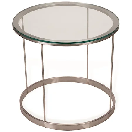 Round Lamp Table with Glass Top